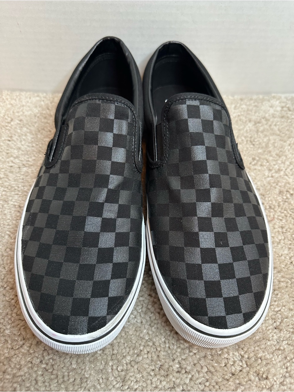 Vans Black/Gray Checkerboard Slip-On Sneakers, size 13, like new - Picture 2 of 7